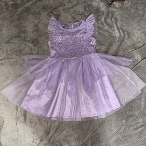 Lavender Tulle Dress with Floral Embroidery